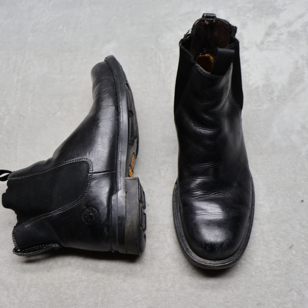 Timberland Mens 11M Chelsea Boots Black Torrance Leather Pull On Casual 77032